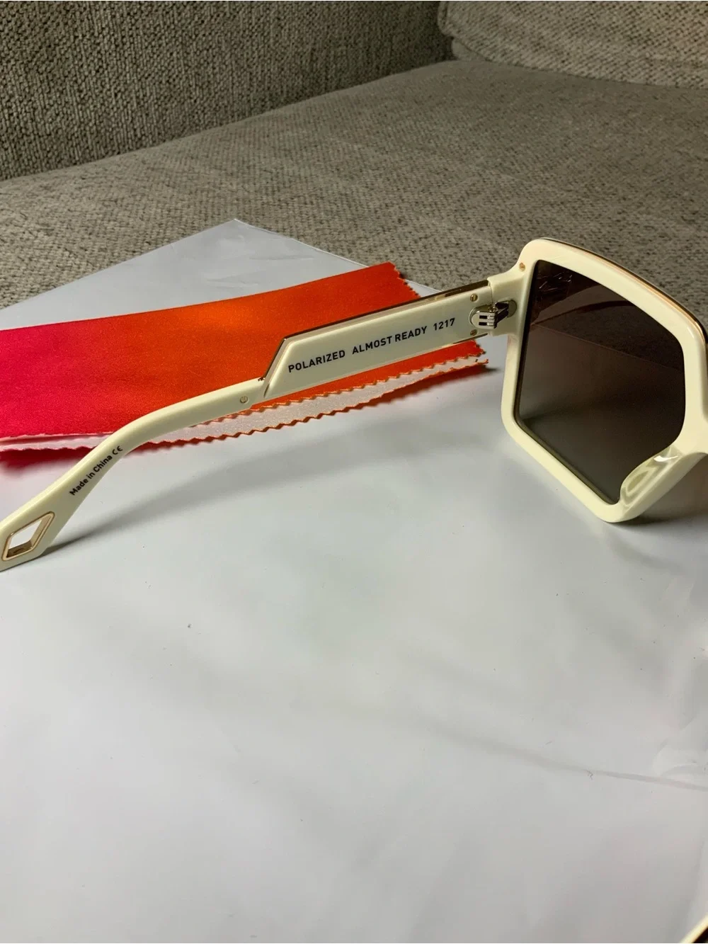 Quay Australia Cream Square Frame Sunglasses with Brown Gradient Lenses